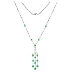 Außergewöhnliche Diamant-Smaragd-Weißgold-Halskette aus 14 Karat für ihr
