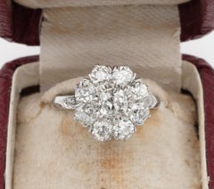 Breathtaking Edwardian 2.95 Carat Old Diamond Platinum Engagement Cluster Ring