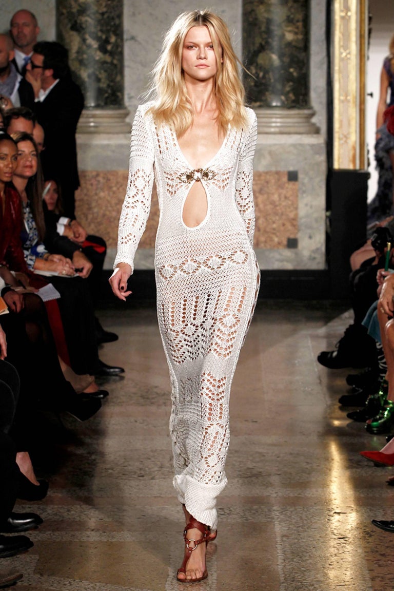 NEW Breathtaking Emilio Pucci Crochet Knit Evening Gown Maxi Dress For Sale at 1stDibs