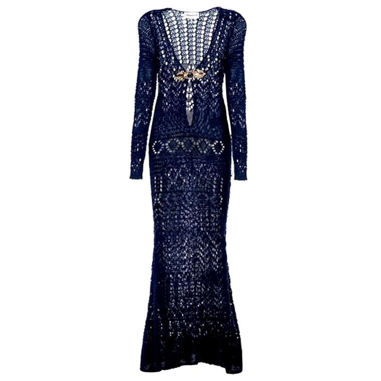 NEW Breathtaking Emilio Pucci Crochet Knit Evening Gown Maxi Dress For ...