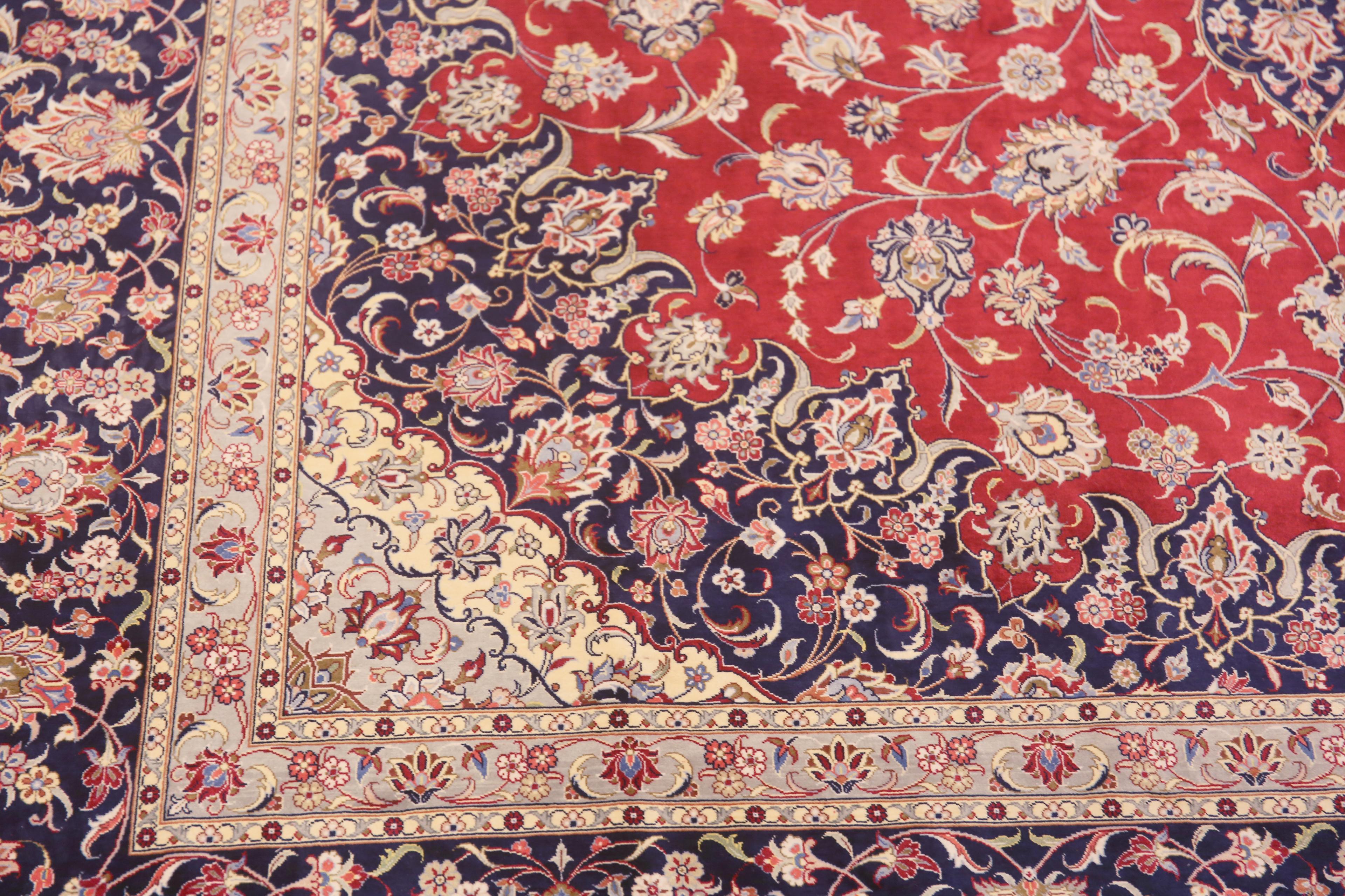 Breathtaking Fine Floral Luxurious Vintage Persian Silk Kashan Rug 6'7