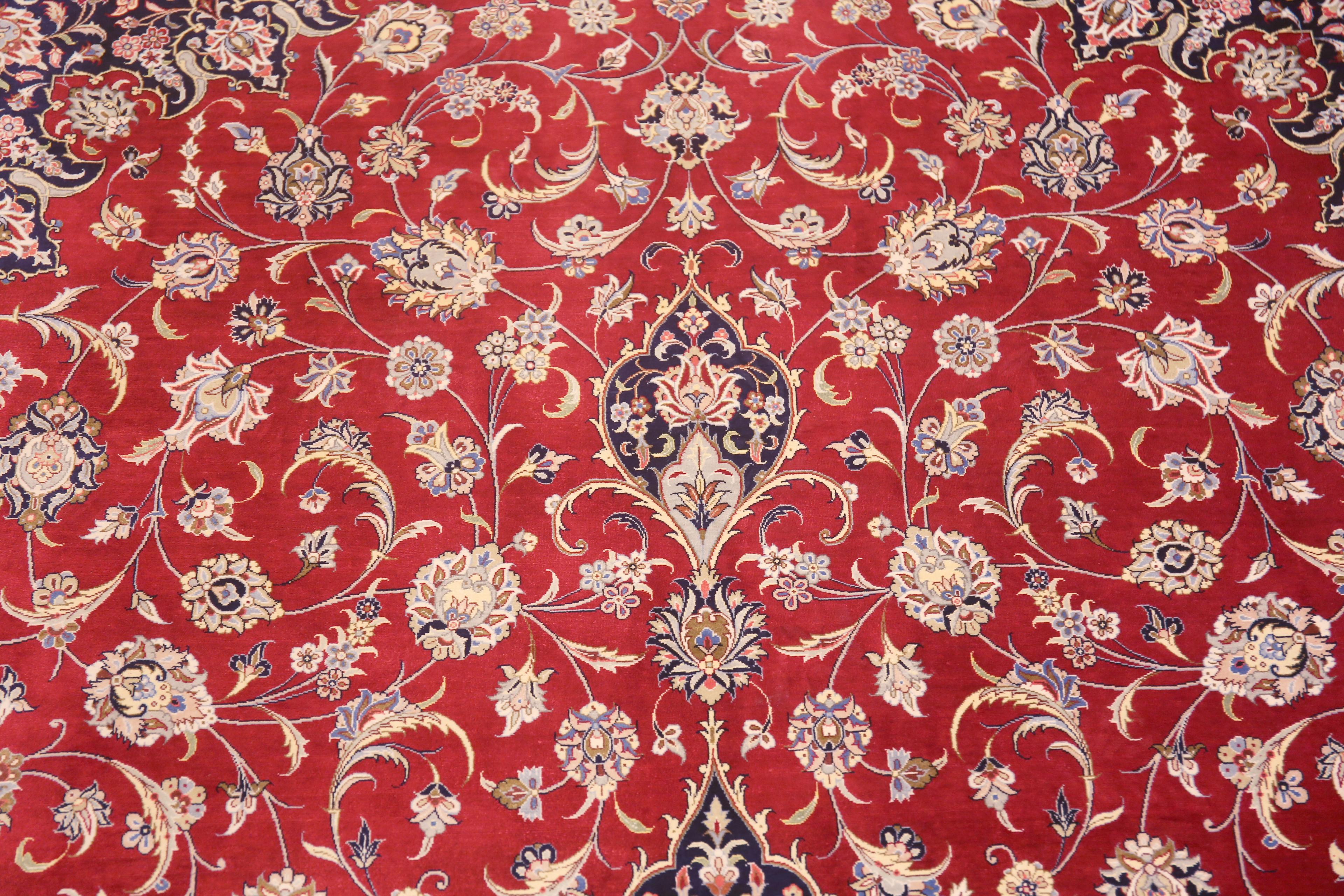 20th Century Breathtaking Fine Floral Luxurious Vintage Persian Silk Kashan Rug 6'7