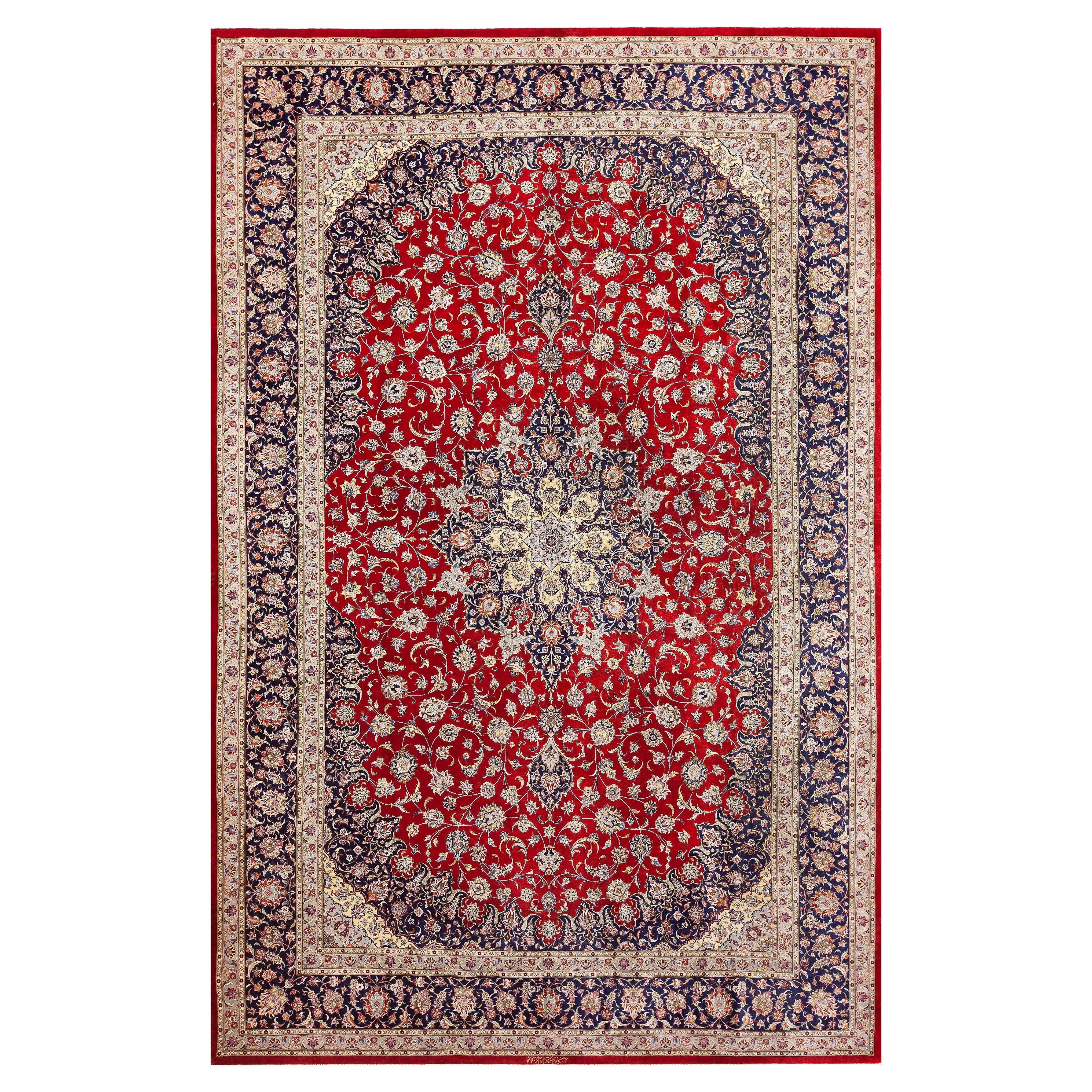 Atemberaubende Fine Floral Luxurious Vintage Persian Silk Kashan Teppich 6'7" x 10'2"