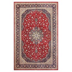 Époustouflant et luxueux tapis Kashan en soie persane à motifs floraux, vintage, 6'7" x 10'2"