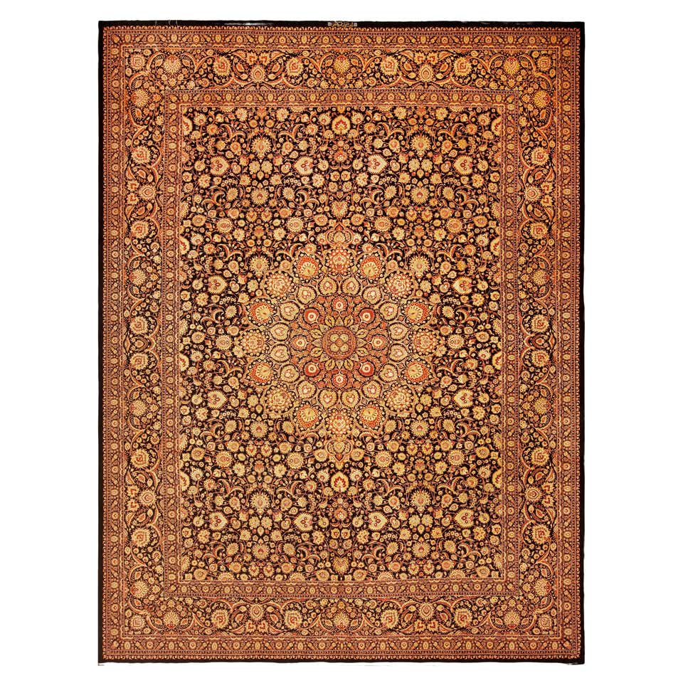 Gorgeous Small Size Fine Weave Vintage Persian Silk Qum Luxury Rug 4'7 ...