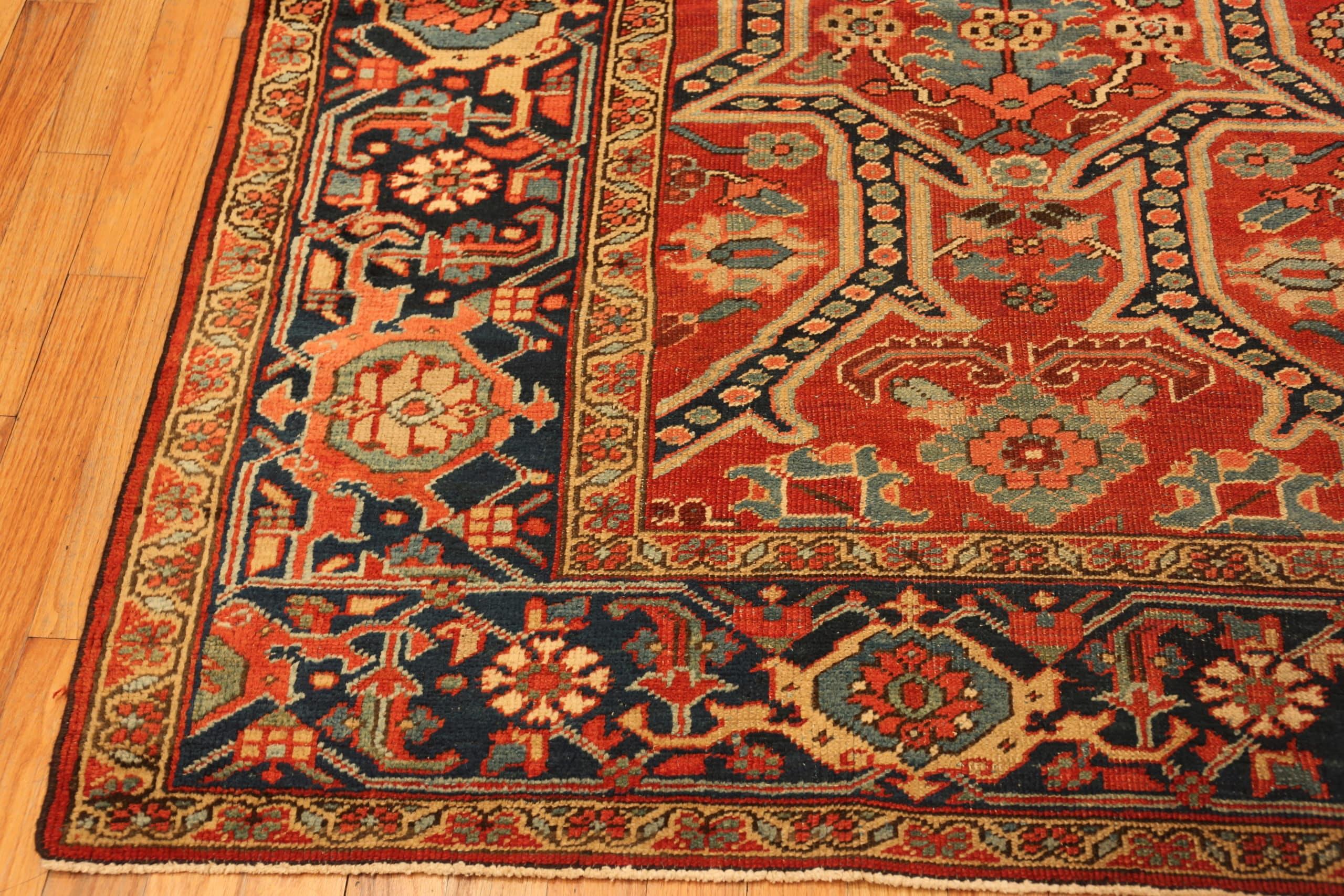 Wool Breathtaking Geometric Antique Persian Heriz Rug 9'2