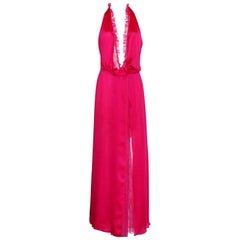 Breathtaking Gianni Versace Couture Hot Pink  Lace Evening Gown 2000 Collection