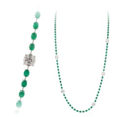 Collana mozzafiato con diamante smeraldo verde 30, oro bianco 18 carati per lei