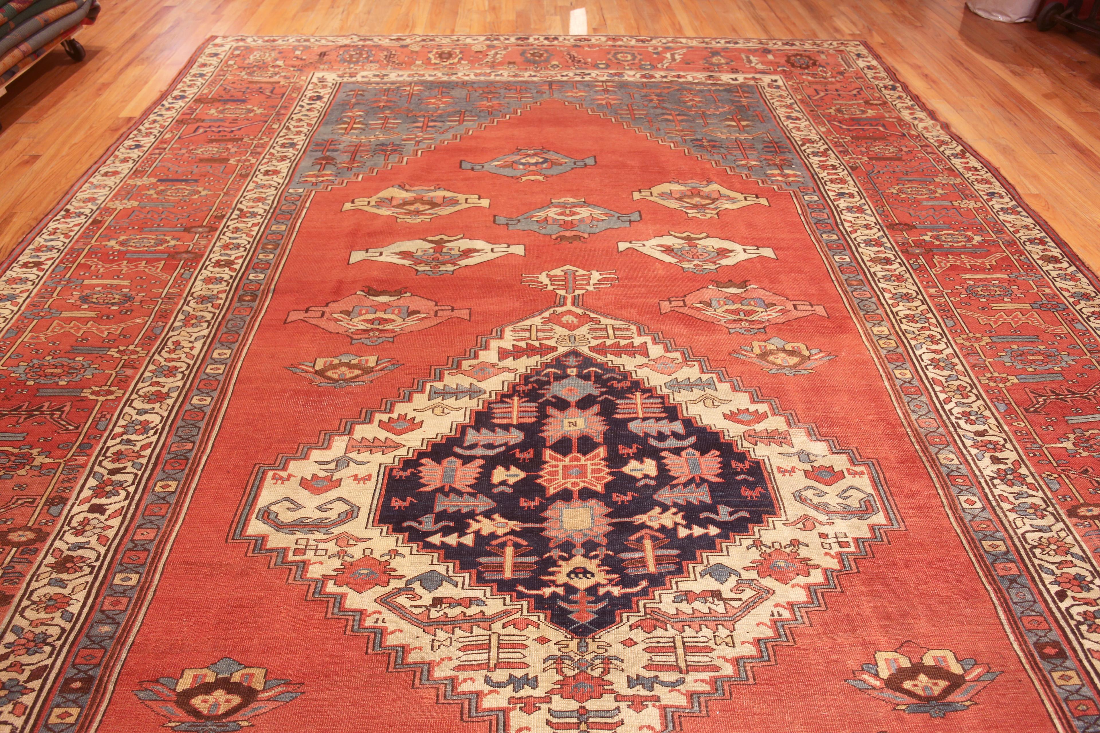 Hand-Knotted Breathtaking Large Antique Persian Serapi Rug 11'8