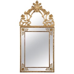 Breathtaking Large Scale French Louis XV Carved Giltwood Wall Mirror