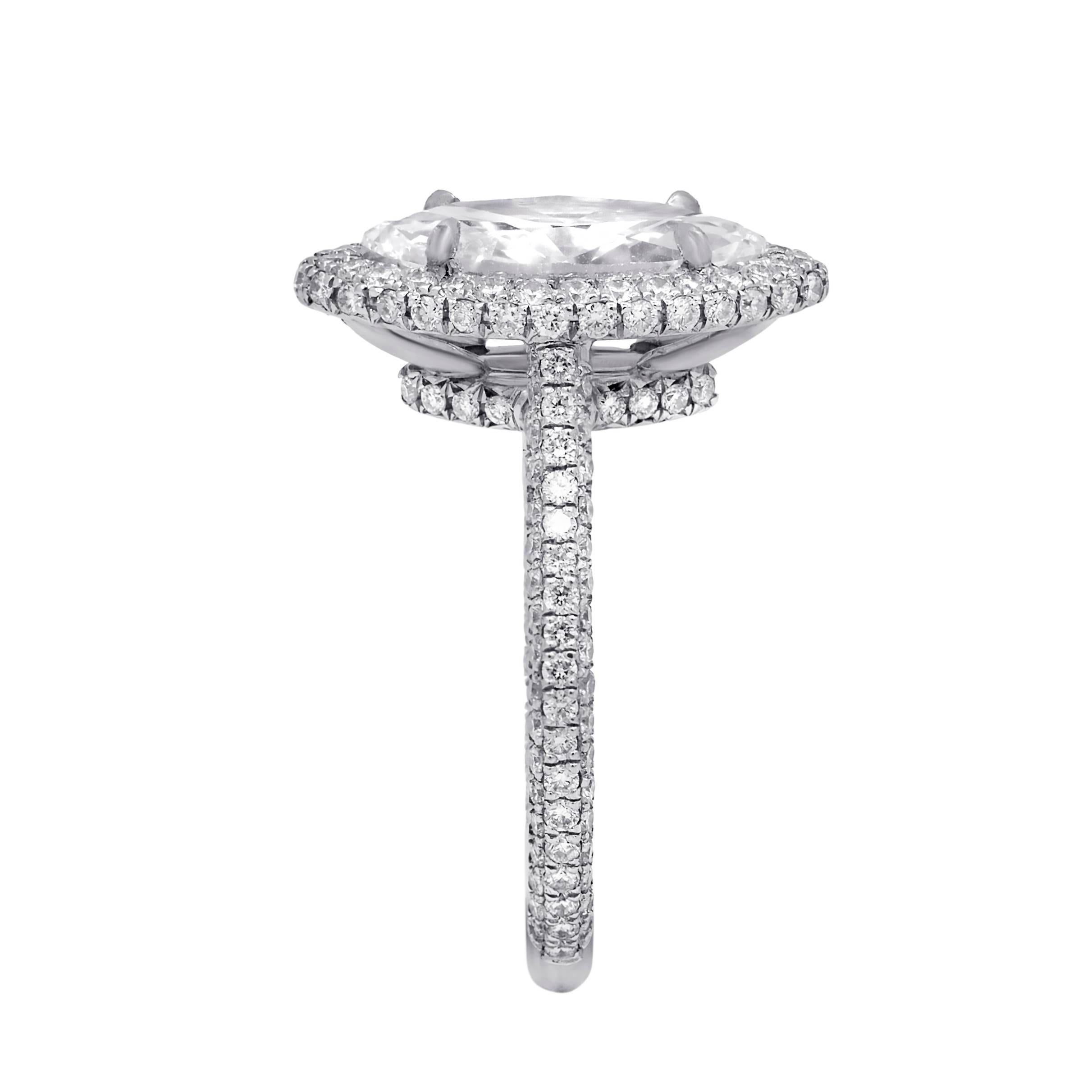 Diana M. Custom 3.26 cts Engagement  Marquise Cut Diamond Ring In New Condition For Sale In New York, NY