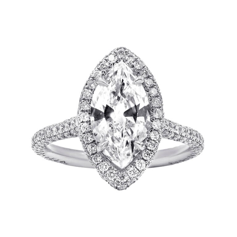 3.5 Carat Marquise Cut Diamond Engagement Ring For Sale at 1stdibs