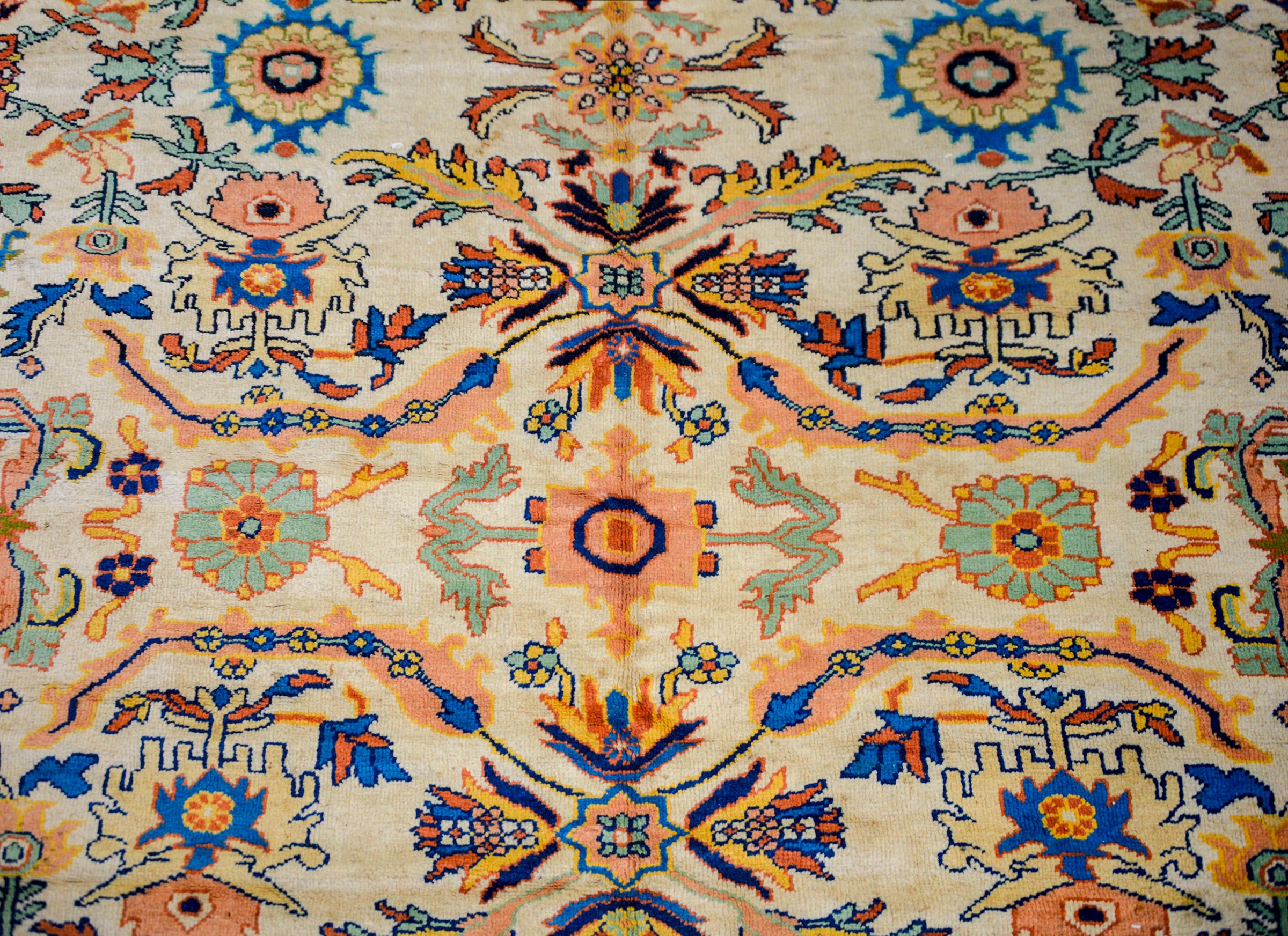 Ein atemberaubender Sultanabad-Teppich aus der Mitte des 20. Jahrhunderts (Pflanzlich gefärbt) im Angebot