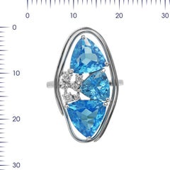 Breathtaking Modern Blue Topaz White Diamond White Gold Ring