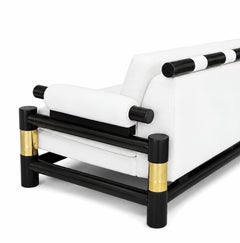 Vintage Michael Taylor Pagoda Cylinder Sofa with Brass Accents - Pair Available