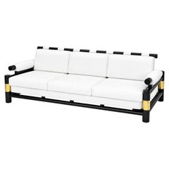 Vintage Michael Taylor Pagoda Cylinder Sofa with Brass Accents - Pair Available