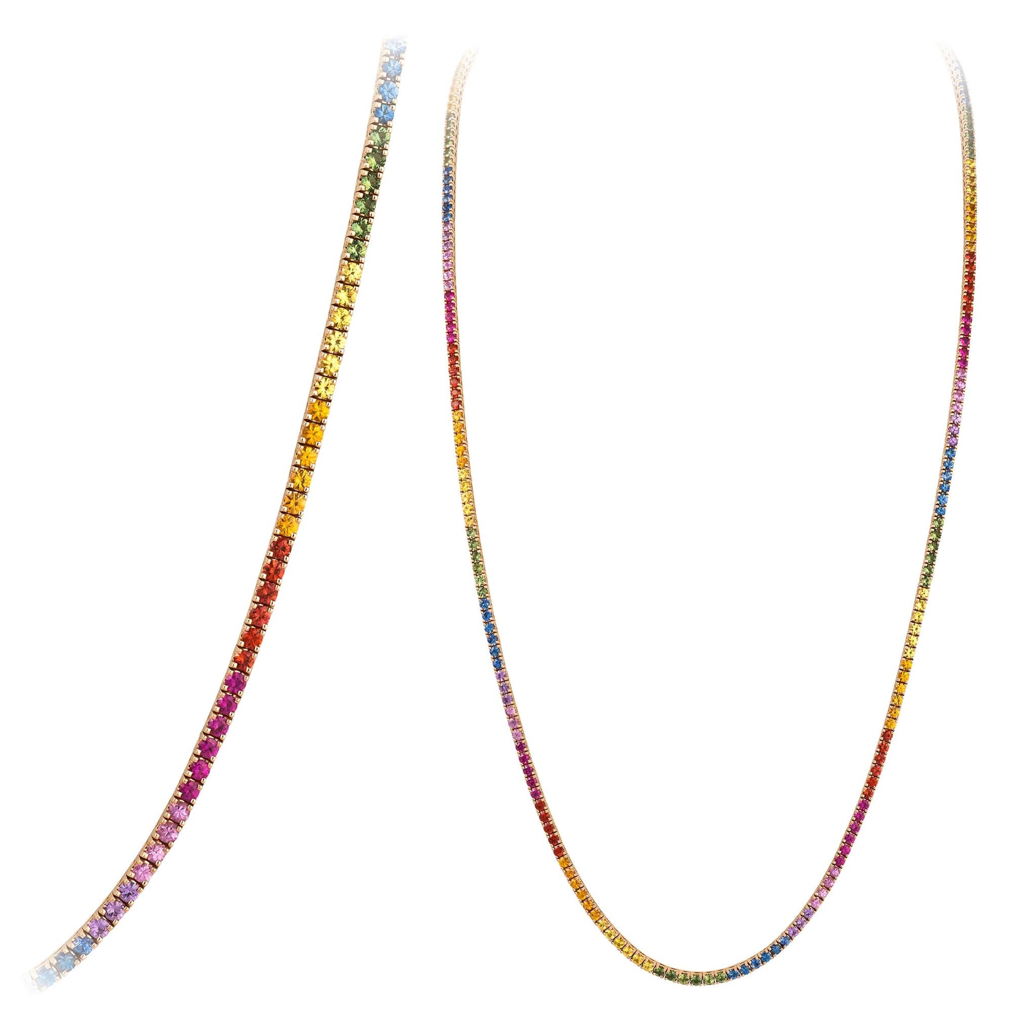 Für sie eine atemberaubende Multi-Saphire-Halskette aus 18 Karat Roségold im Angebot