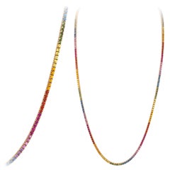 Breathtaking Multi Sapphire 18 Karat Rose Gold Necklace for Her