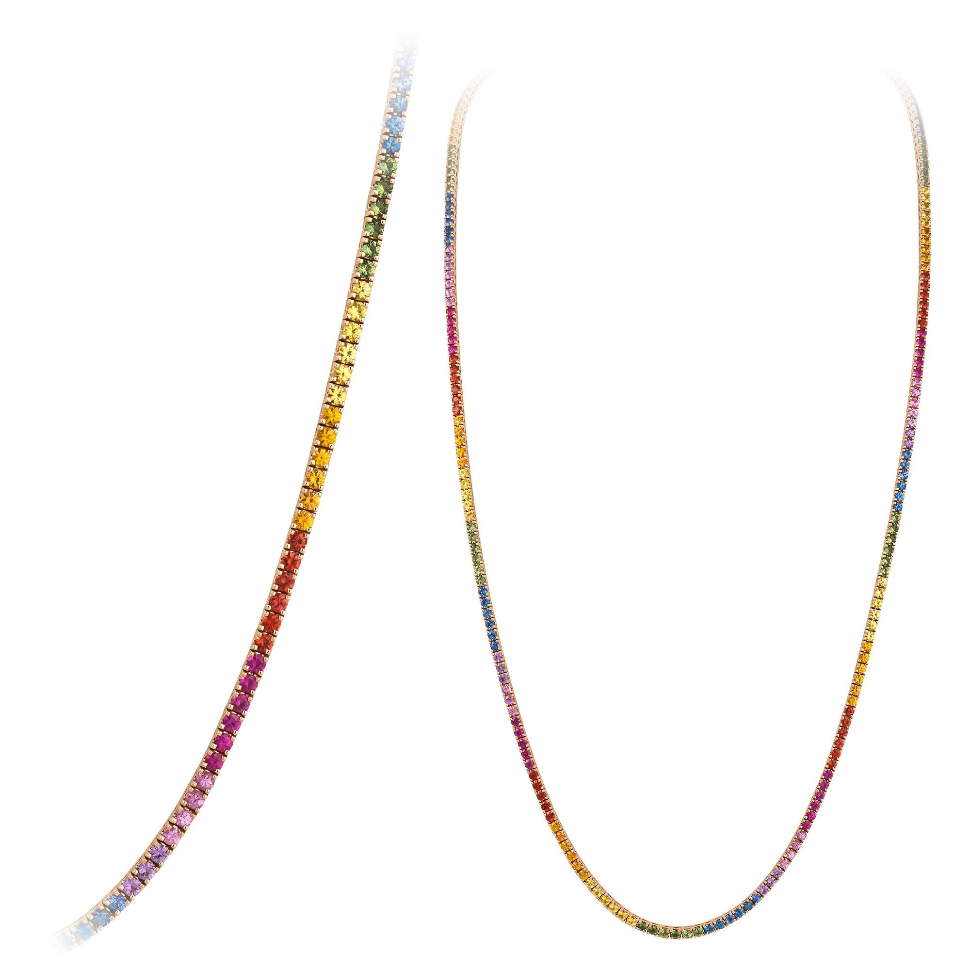 Für sie eine atemberaubende Multi-Saphire-Halskette aus 18 Karat Roségold im Zustand „Neu“ im Angebot in Montreux, CH