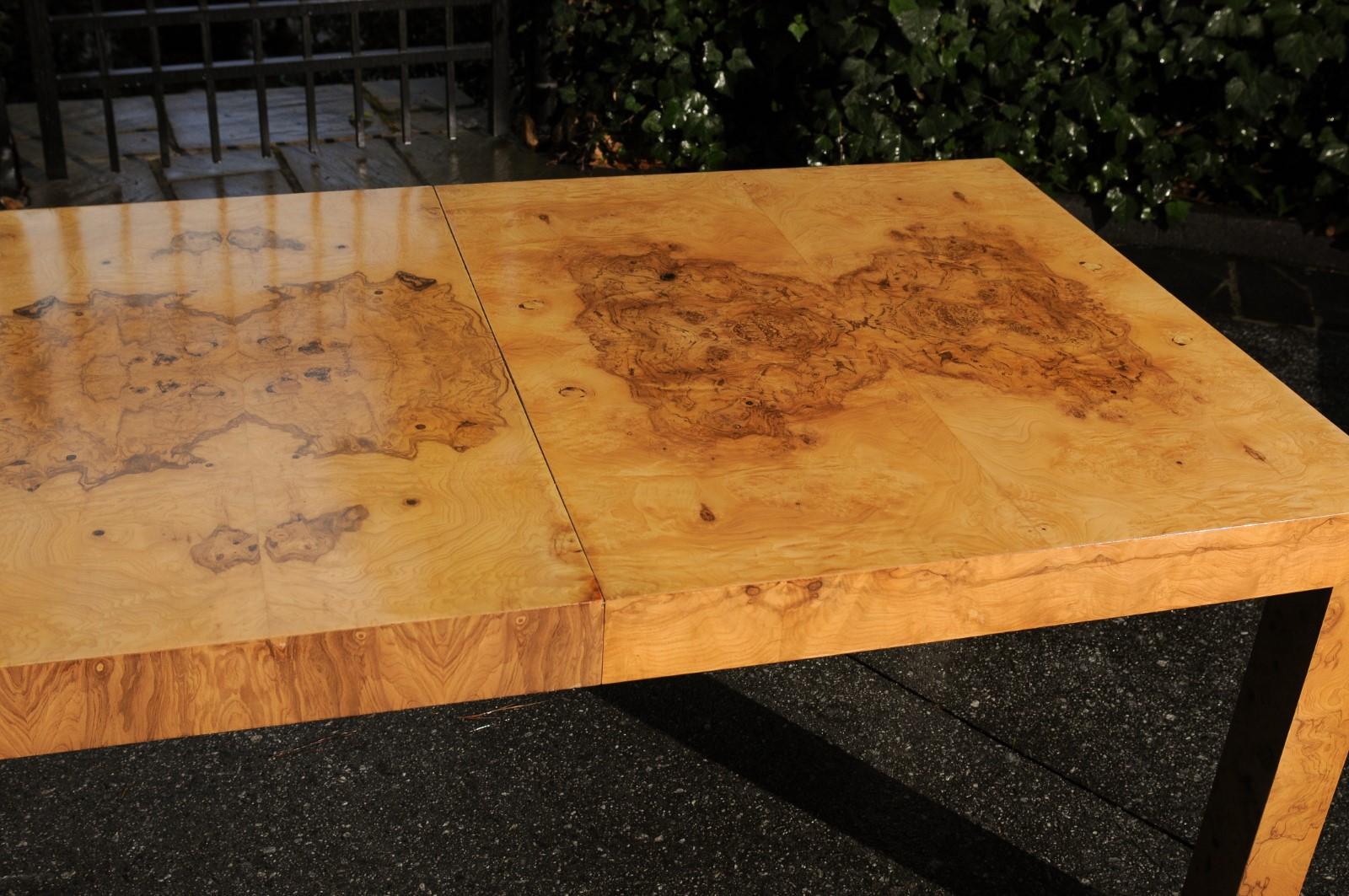Table de salle à manger à rallonge en bois d'olivier à couper le souffle de Milo Baughman, vers 1975 en vente 3