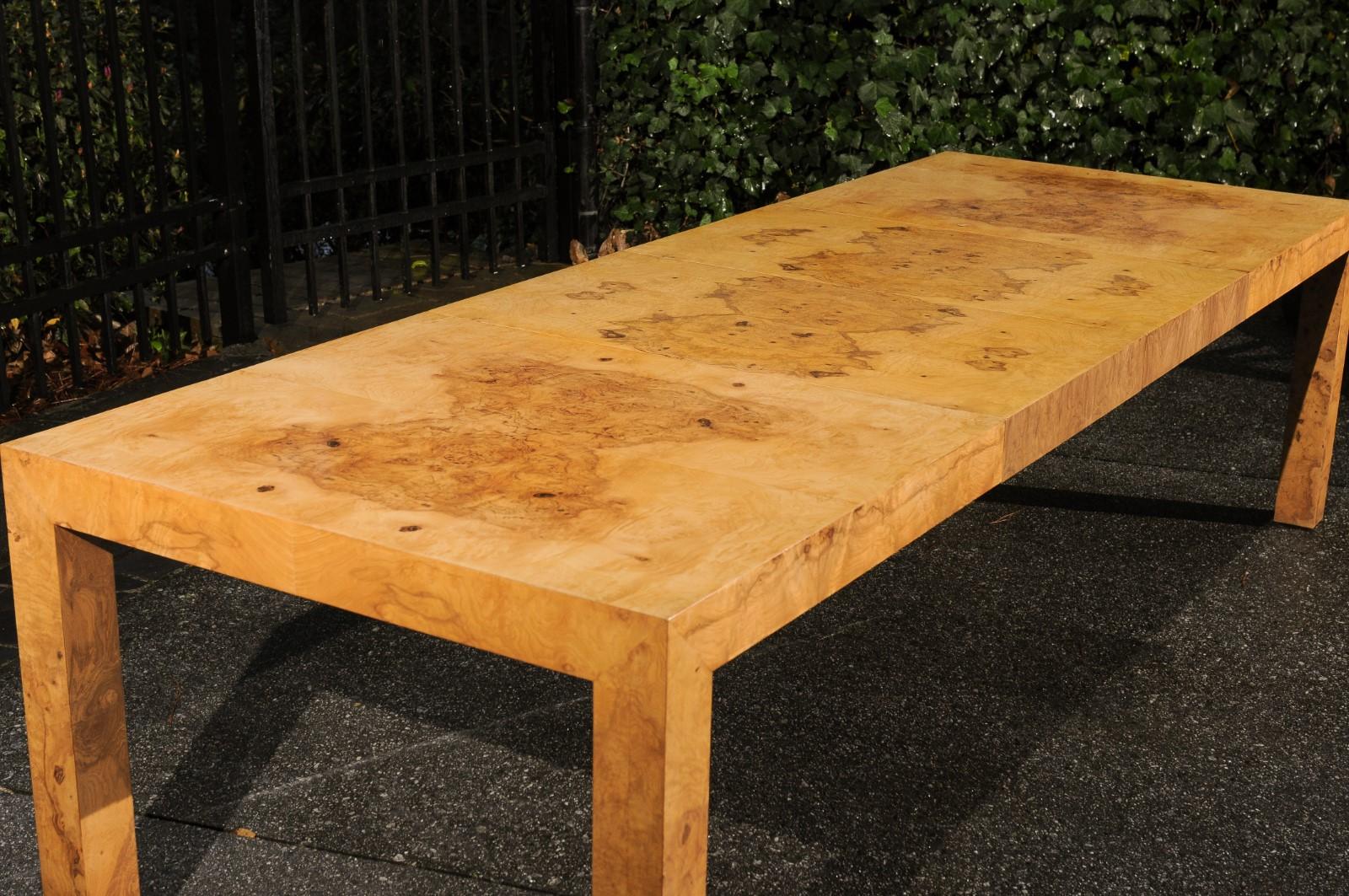 Table de salle à manger à rallonge en bois d'olivier à couper le souffle de Milo Baughman, vers 1975 en vente 7