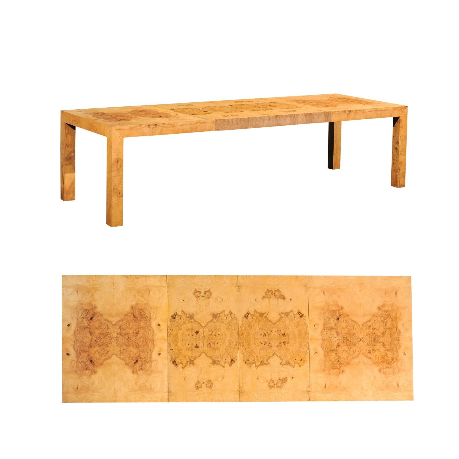Table de salle à manger à rallonge en bois d'olivier à couper le souffle de Milo Baughman, vers 1975 en vente 9