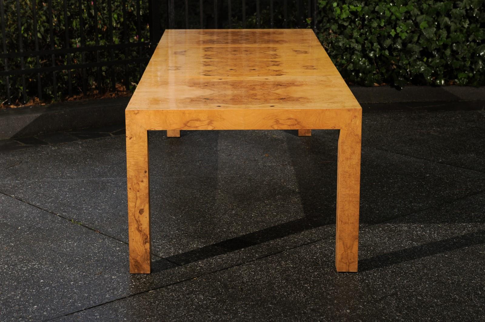 Breathtaking Olivewood Extension Dining Table by Milo Baughman, circa 1975 In Excellent Condition For Sale In Atlanta, GA