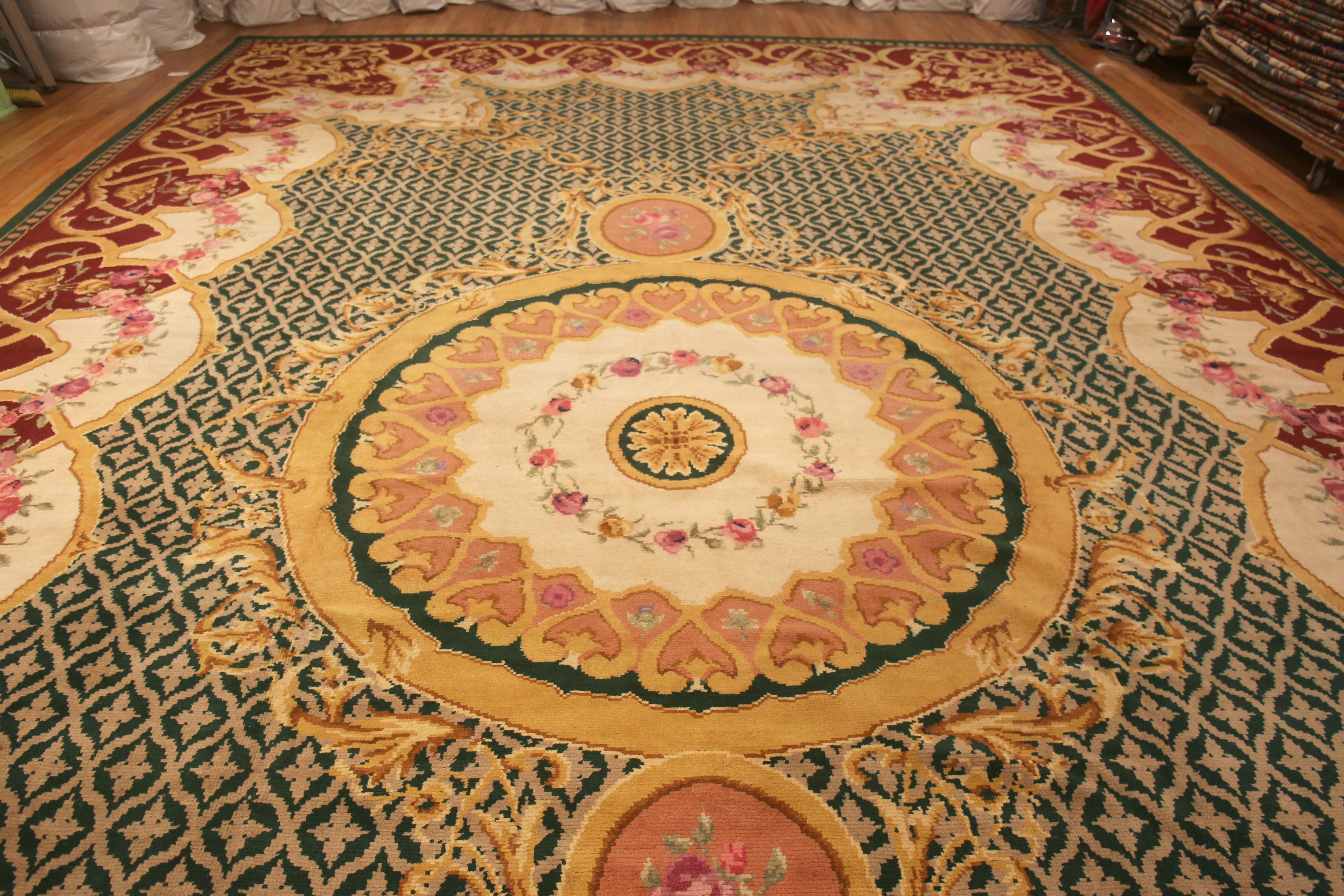 Hand-Knotted Breathtaking Oversized Antique Spanish Savonnerie Rug 15'10