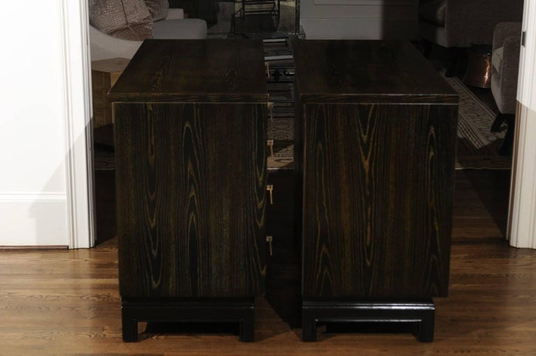 Breathtaking Pair of Chests by Renzo Rutili in Cerused Oak and Bird's-Eye Maple For Sale 4