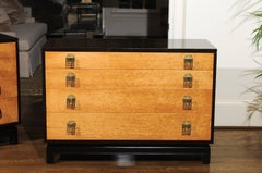 Breathtaking Pair of Chests by Renzo Rutili in Cerused Oak and Bird's-Eye Maple