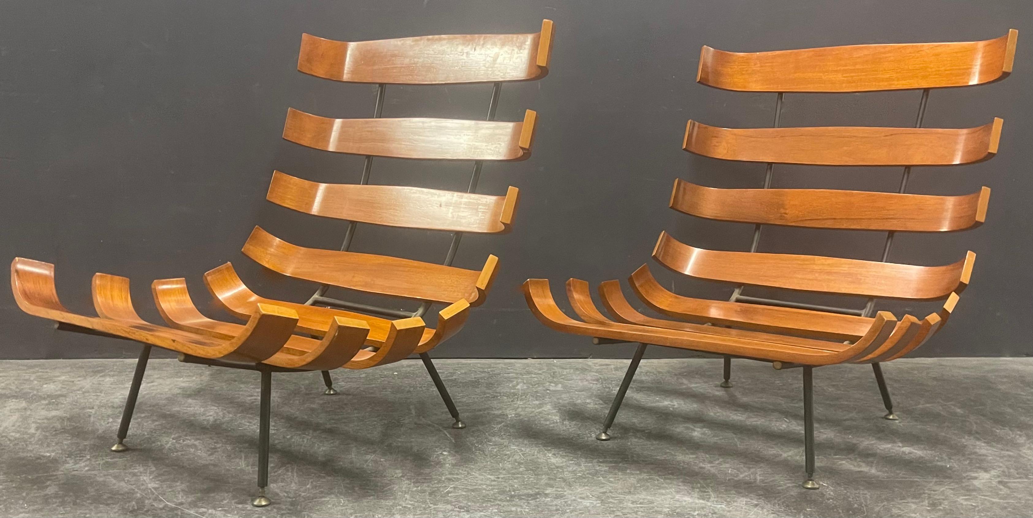 breathtaking pair of costela lounge chairs by carlo hauner and martin eisler  For Sale 10