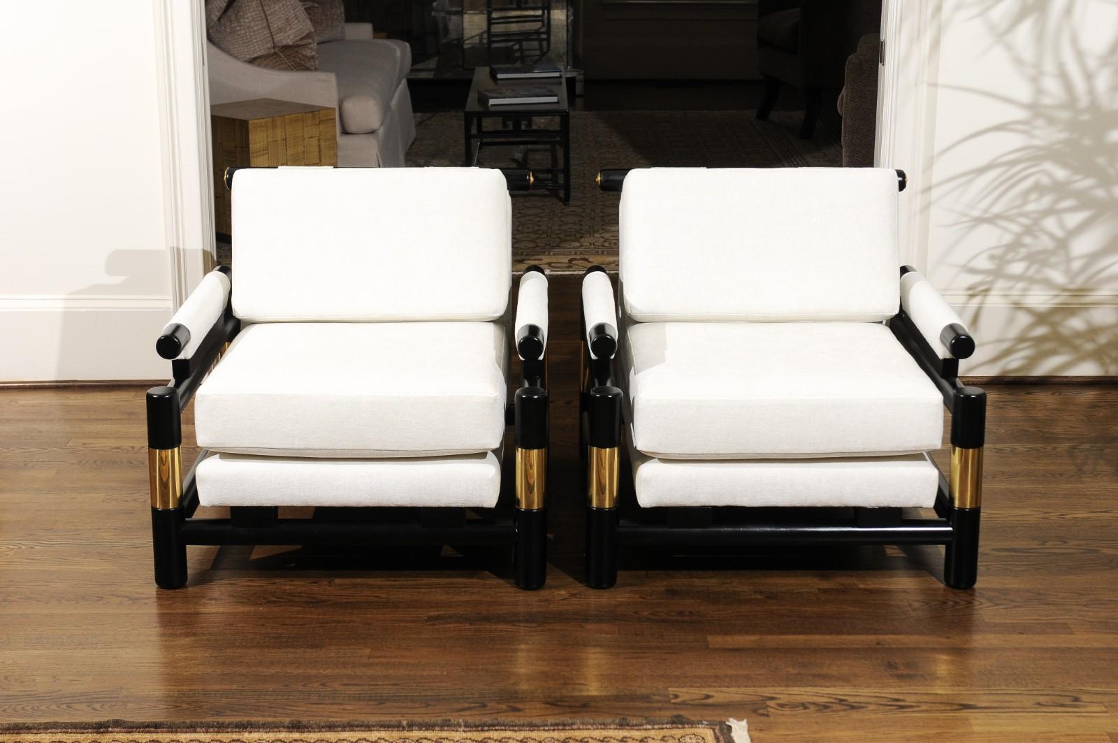 Breathtaking Pair of Modern Floating Pagoda Club Chairs by Baker, circa 1980 In Excellent Condition For Sale In Atlanta, GA