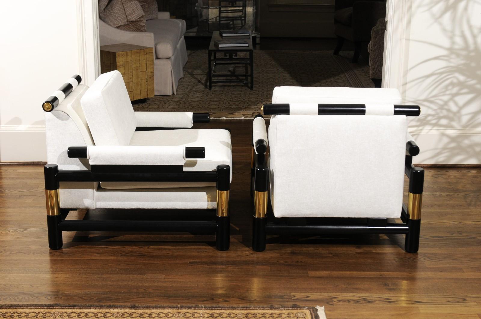 Mid-Century Modern Breathtaking Pair of Modern Floating Pagoda Club Chairs by Baker, circa 1980