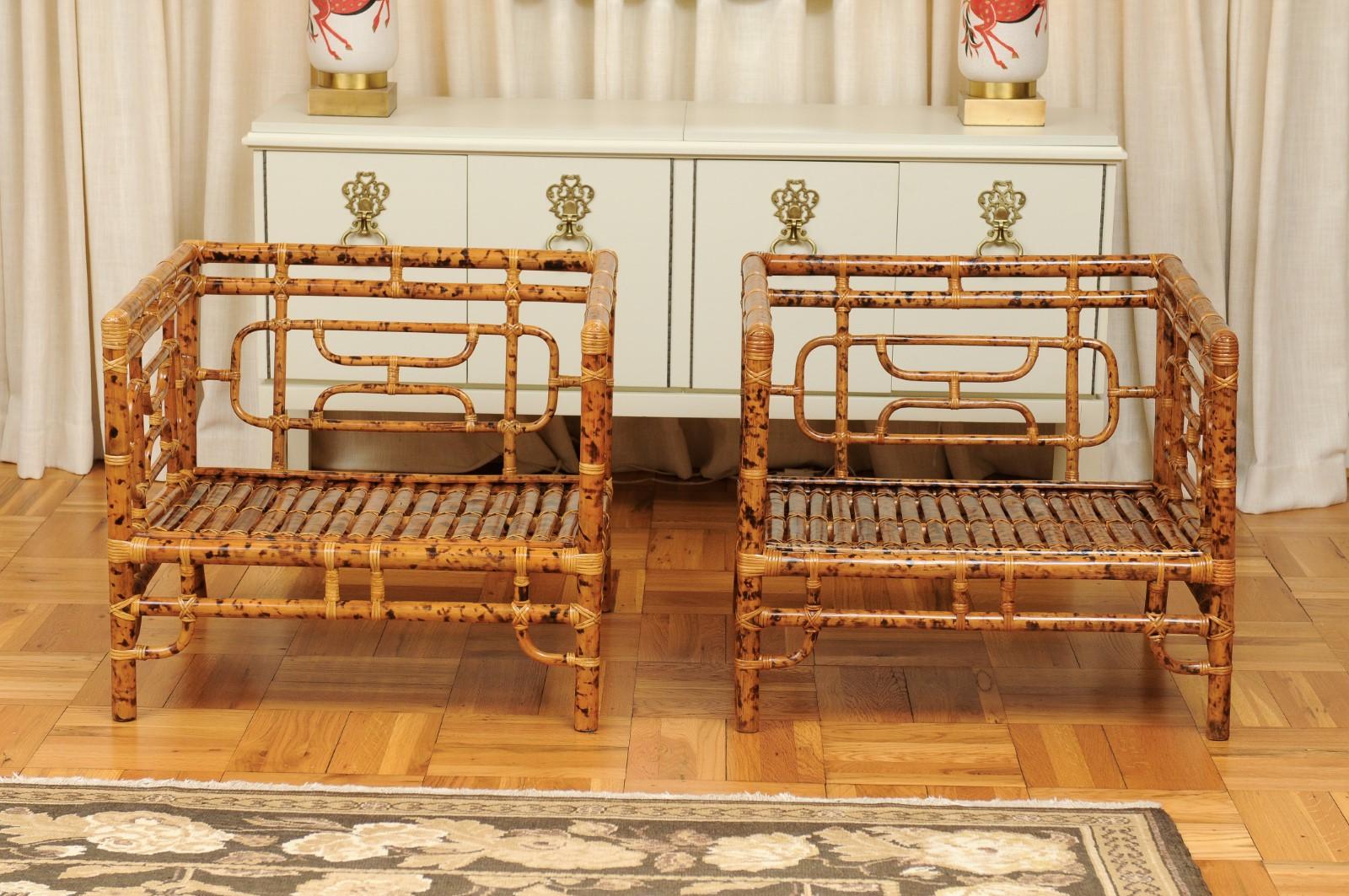 Italian Breathtaking Pair of Tortoiseshell Emperor's Chairs by Vivai del Sud, 1975 For Sale