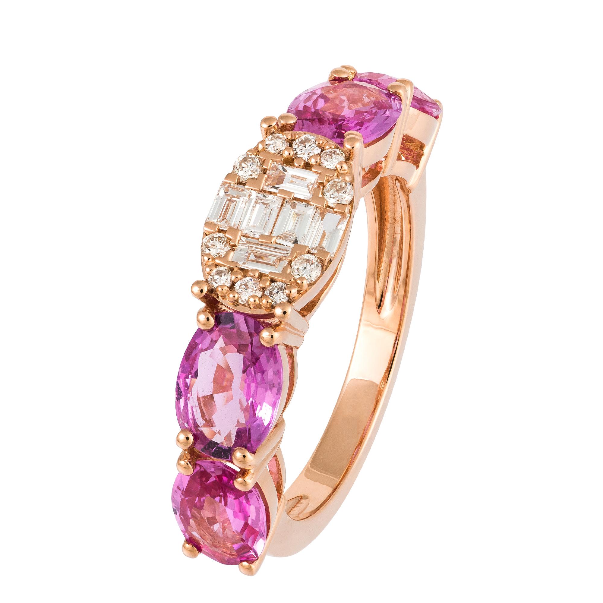 For Sale:  Breathtaking Pink 18K Gold Pink Sapphire Diamond Ring For Her 2