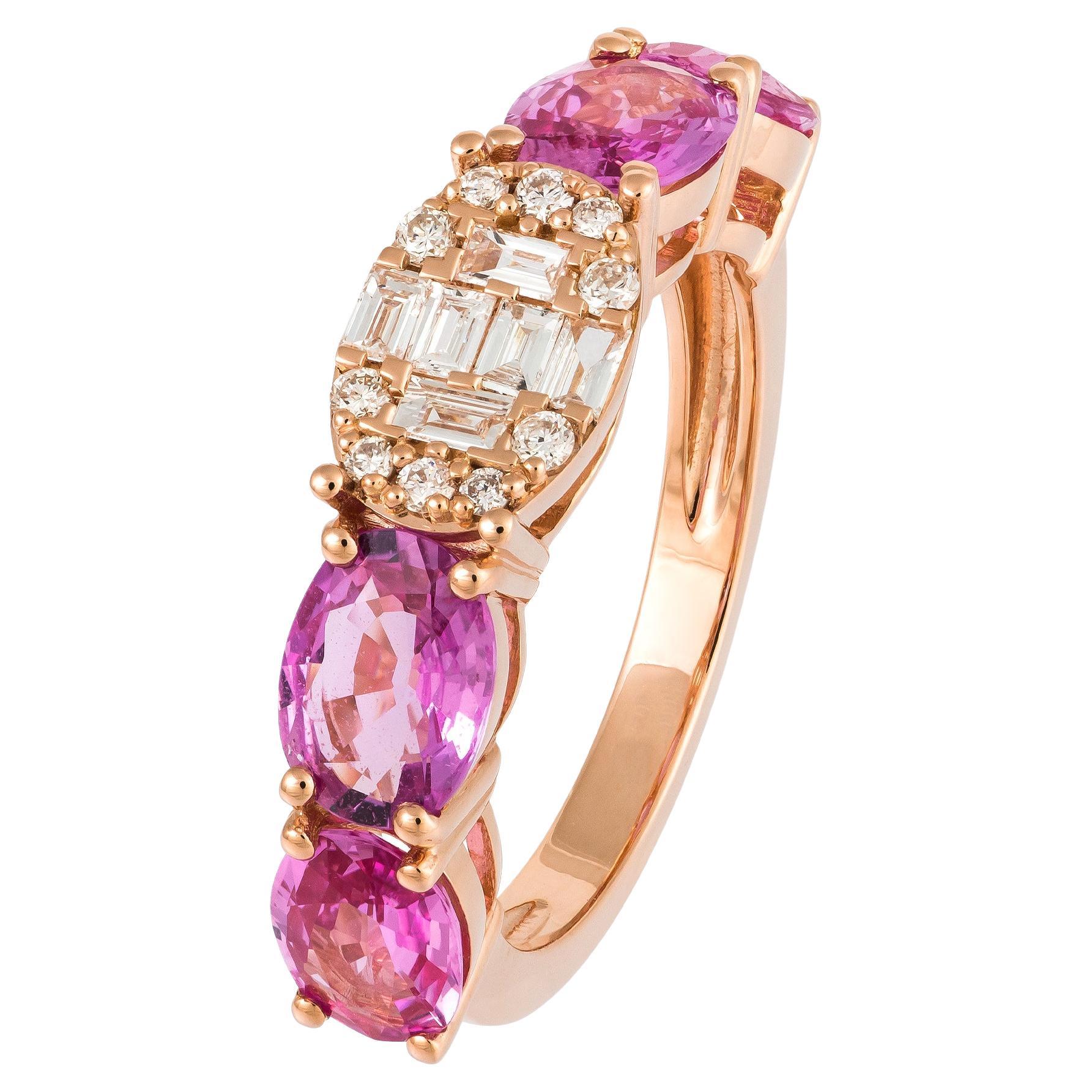 Breathtaking Pink 18K Gold Pink Sapphire Diamond Ring For Her