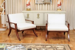 Breathtaking Restored Pair of Custom Klismos Loungers in Walnut, circa 1990