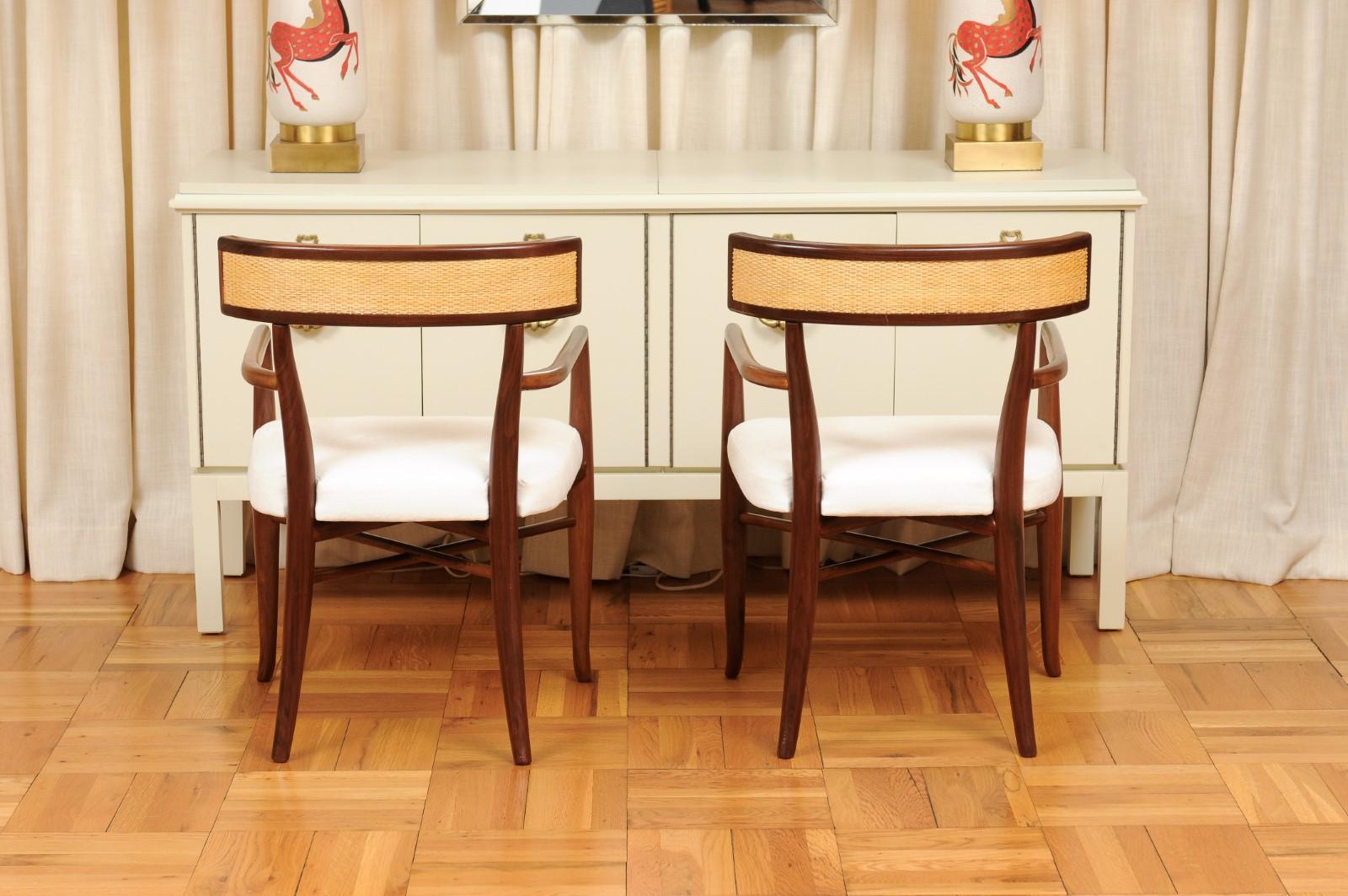Impresionante Juego Restaurado de 8 Sillas de Comedor con Brazos de Gibbings, Respaldos de Caña en venta 6