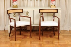 Breathtaking Restored Set of 8 Arm Dining Chairs by Gibbings, Cane Backs