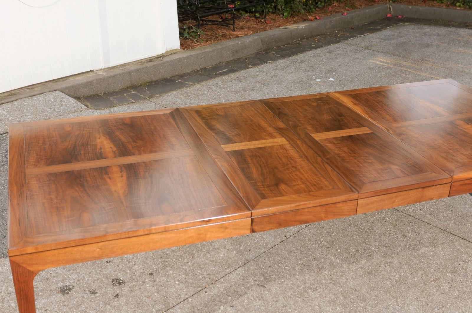 Mid-20th Century Breathtaking Restored Walnut Extension Dining Table by Baker, circa 1960 For Sale