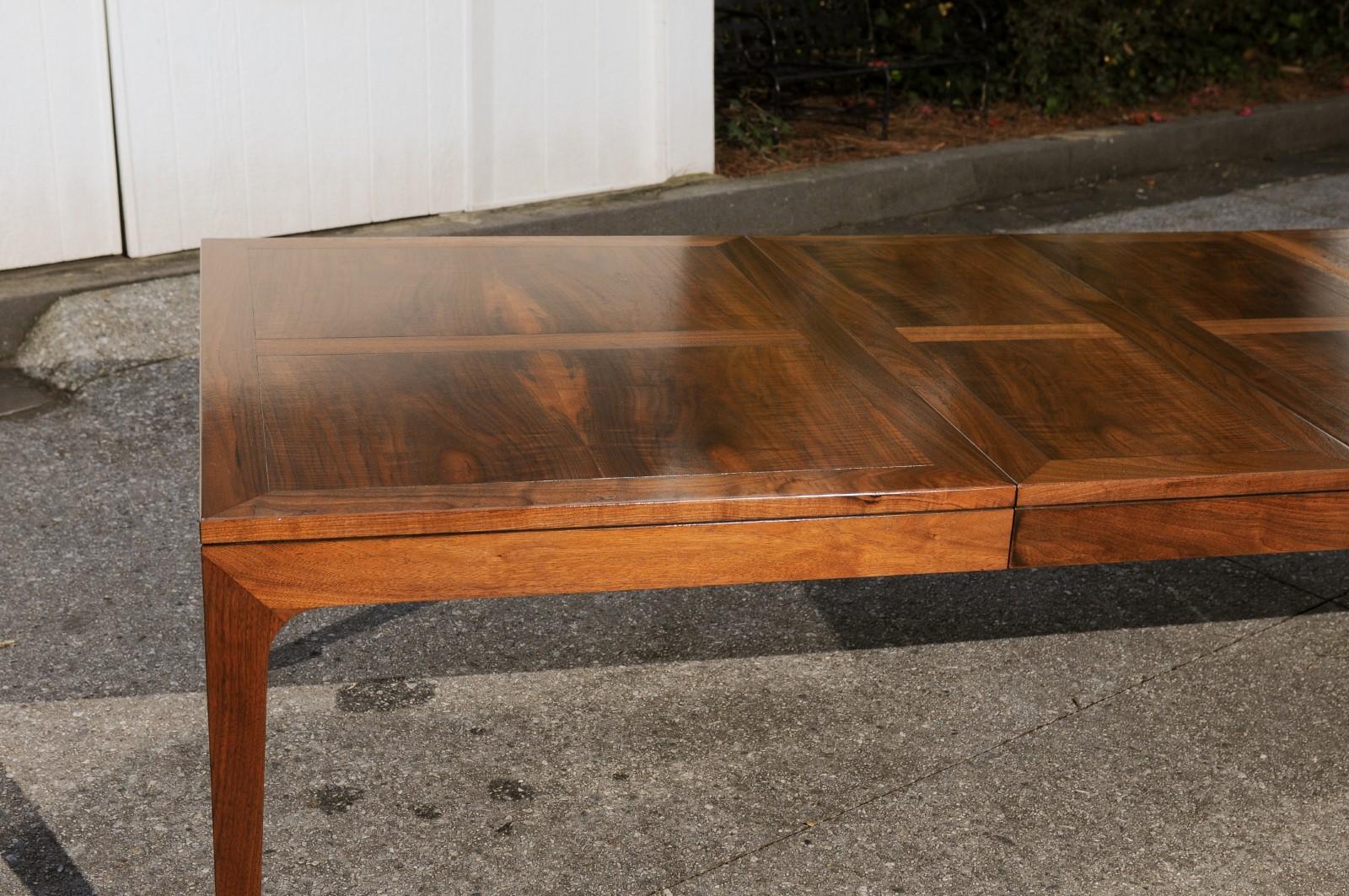 Breathtaking Restored Walnut Extension Dining Table by Baker, circa 1960 For Sale 2