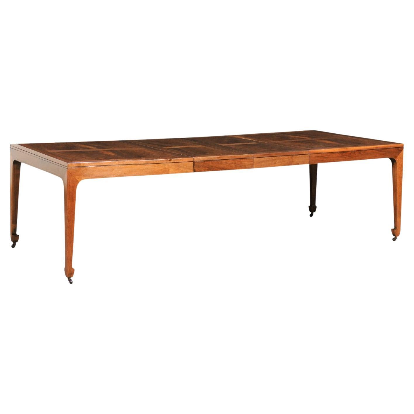Breathtaking Restored Walnut Extension Dining Table by Baker, circa 1960 For Sale