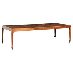 Vintage Breathtaking Restored Walnut Extension Dining Table by Baker, circa 1960