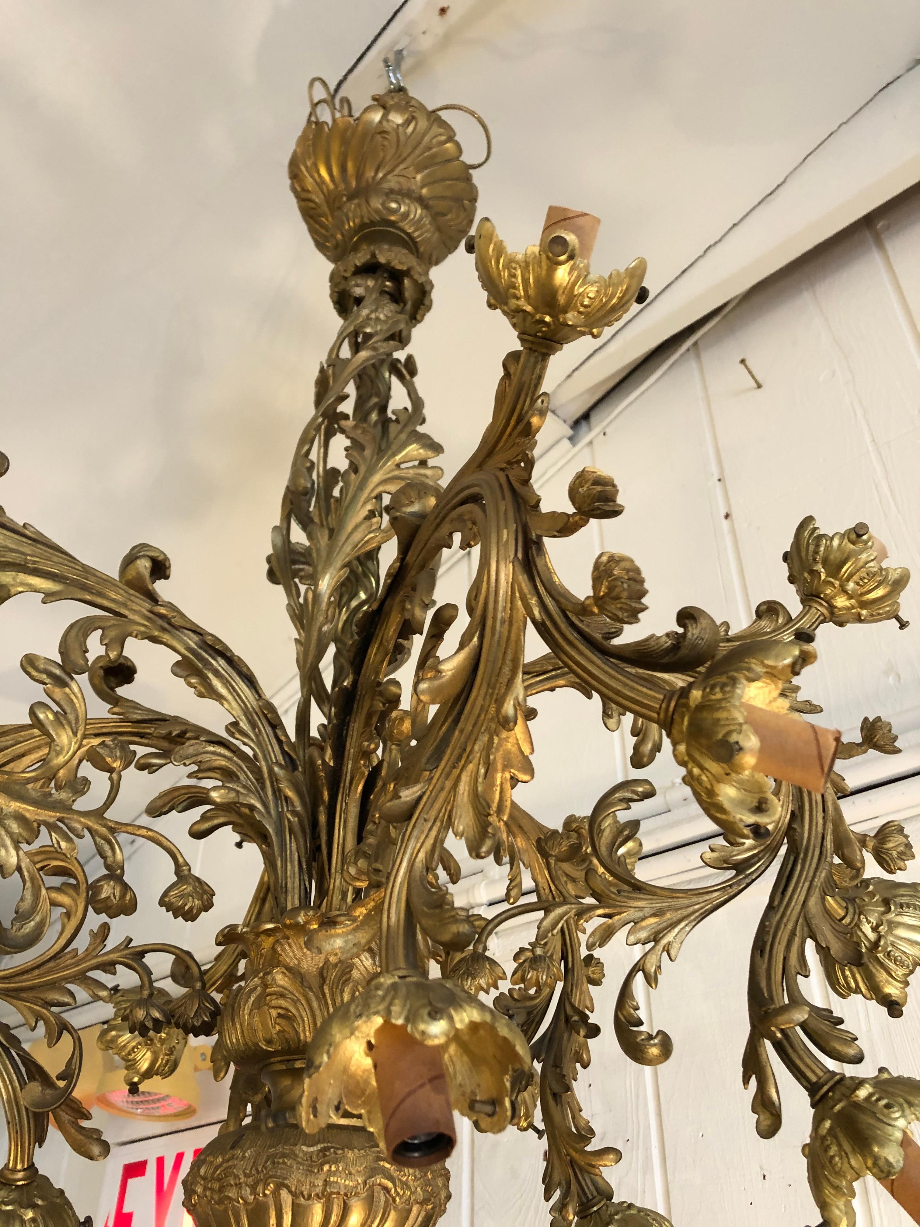 Breathtaking Rococo 18-Light Cast Gilt Bronze Chandelier 2