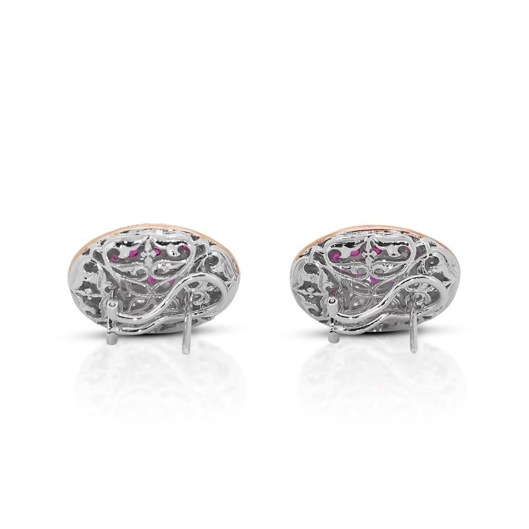 Boucles d'oreilles époustouflantes en rubis et diamants Pour femmes en vente