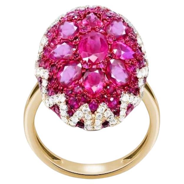 Breathtaking Ruby Diamond 18K Gold Rose Ring for Her