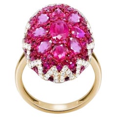 Breathtaking Ruby Diamond 18K Gold Rose Ring for Her