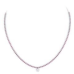 Breathtaking Ruby Diamond 18k Yellow Gold Necklace for Her