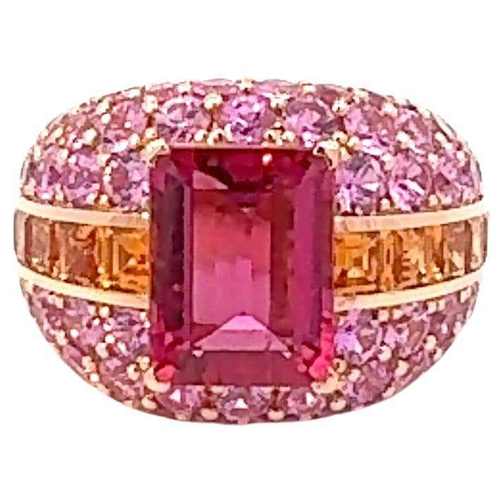 Dangle Ruby Dimond Pink Sapphire 18K Rose Gold Exclusive Ring For Her ...