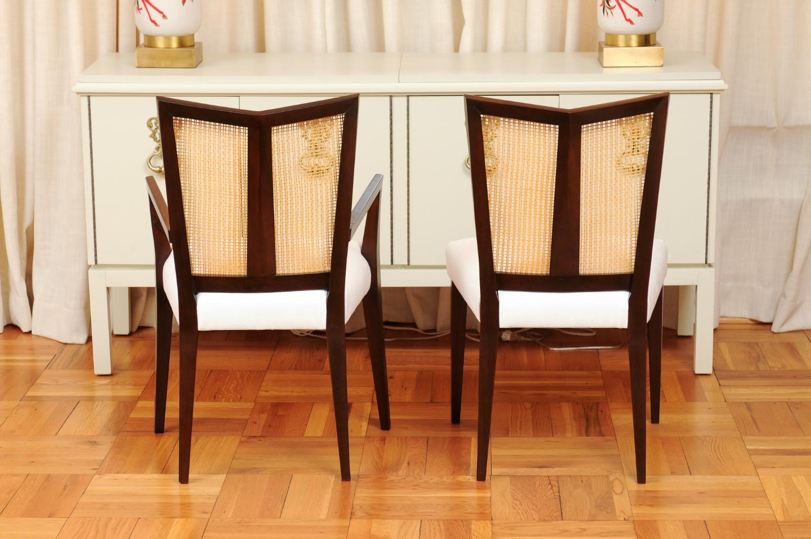 Breathtaking Set of 10 Modern V-Back Cane Chairs by Michael Taylor, circa 1960 For Sale 4